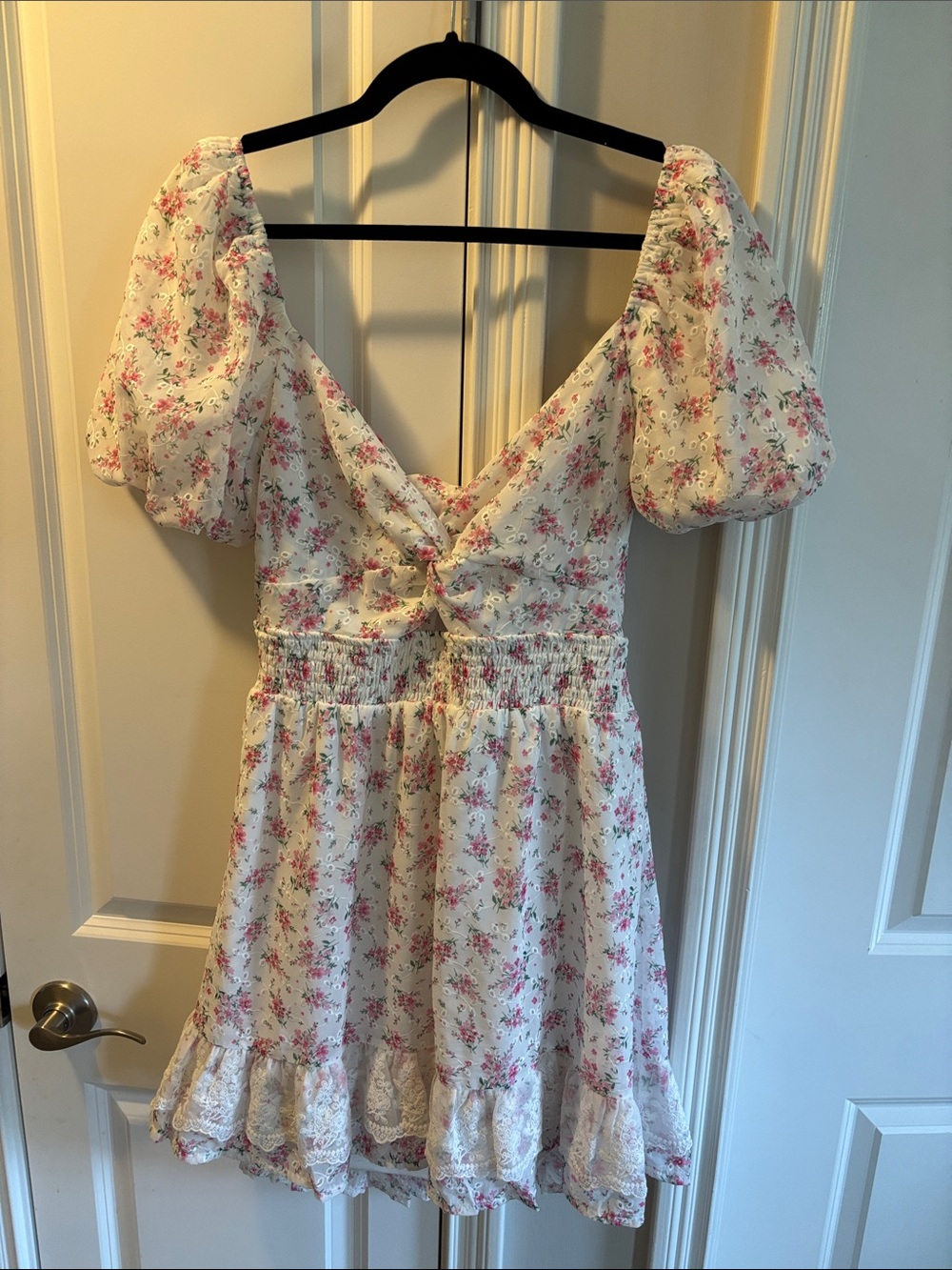 Altar'd State Cream Mini Dress with Pink Floral Print